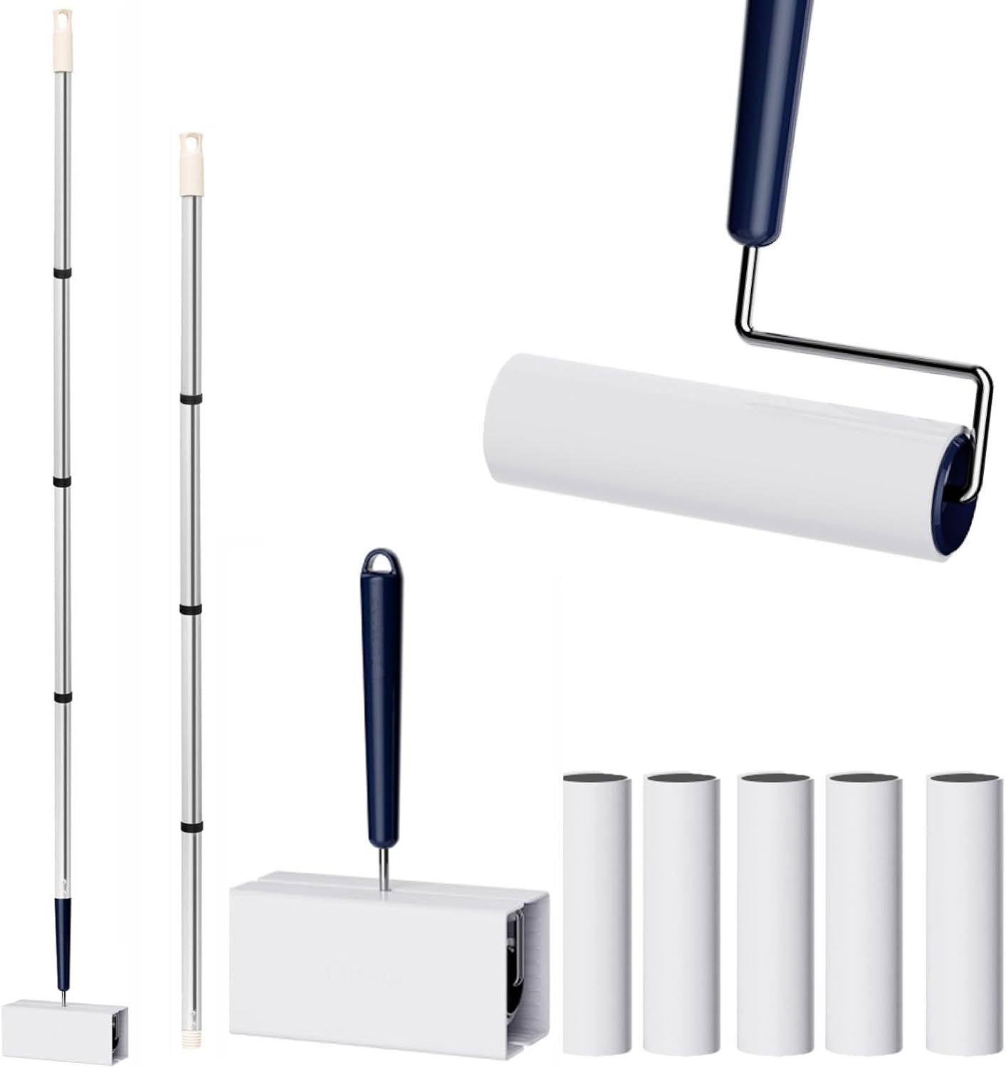 Lint Roller for Pet Hair Extra Sticky with 3 Extendable Handle, Large Surface 6.3'' Lint Remover Mop with 300 Sheets for Floor Clothes Furniture Dog Cat Hair