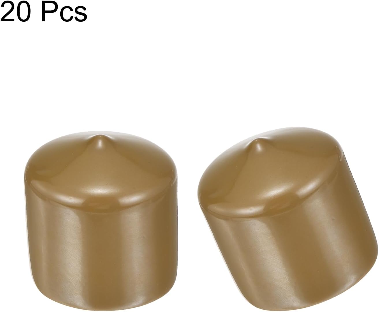 uxcell 20pcs Rubber End Caps 35mm(1 3/8") ID Vinyl PVC Round Tube Bolt Cap Cover Screw Thread Protectors Light Brown