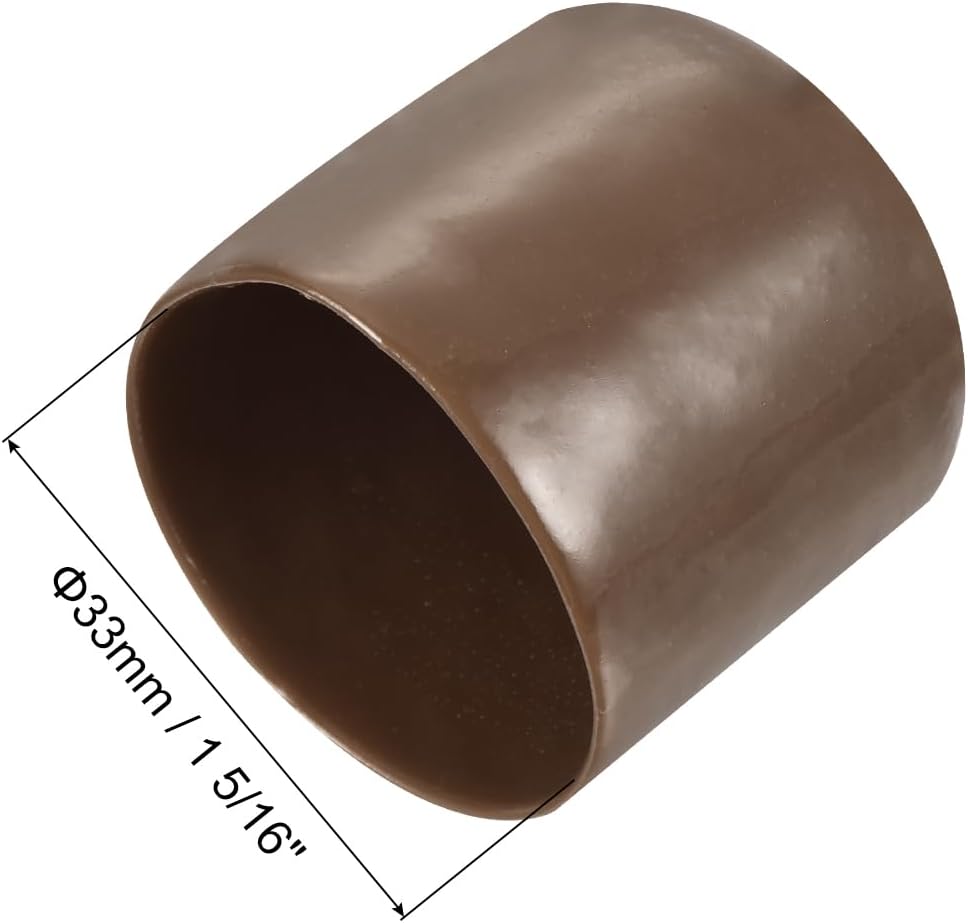uxcell 20pcs Rubber End Caps 33mm(1 5/16") ID Vinyl PVC Round Tube Bolt Cap Cover Screw Thread Protectors Brown