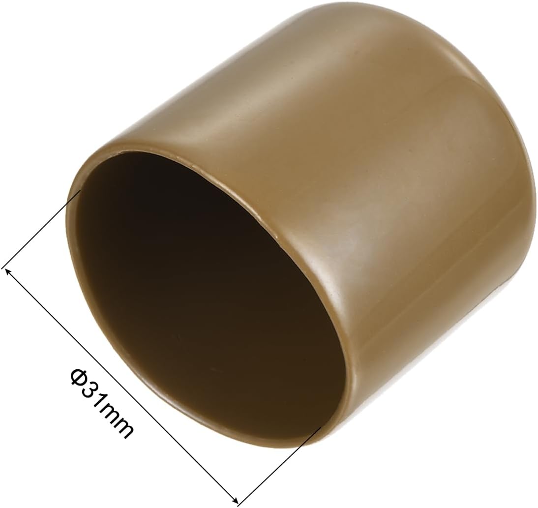 uxcell 20pcs Rubber End Caps 31mm(1 1/4") ID Vinyl PVC Round Tube Bolt Cap Cover Screw Thread Protectors Light Brown