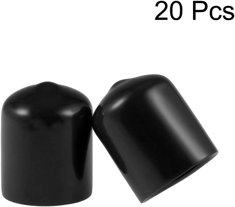uxcell 20pcs Rubber End Caps 18mm ID Vinyl Round Tube Bolt Cap Cover Thread Protectors Black