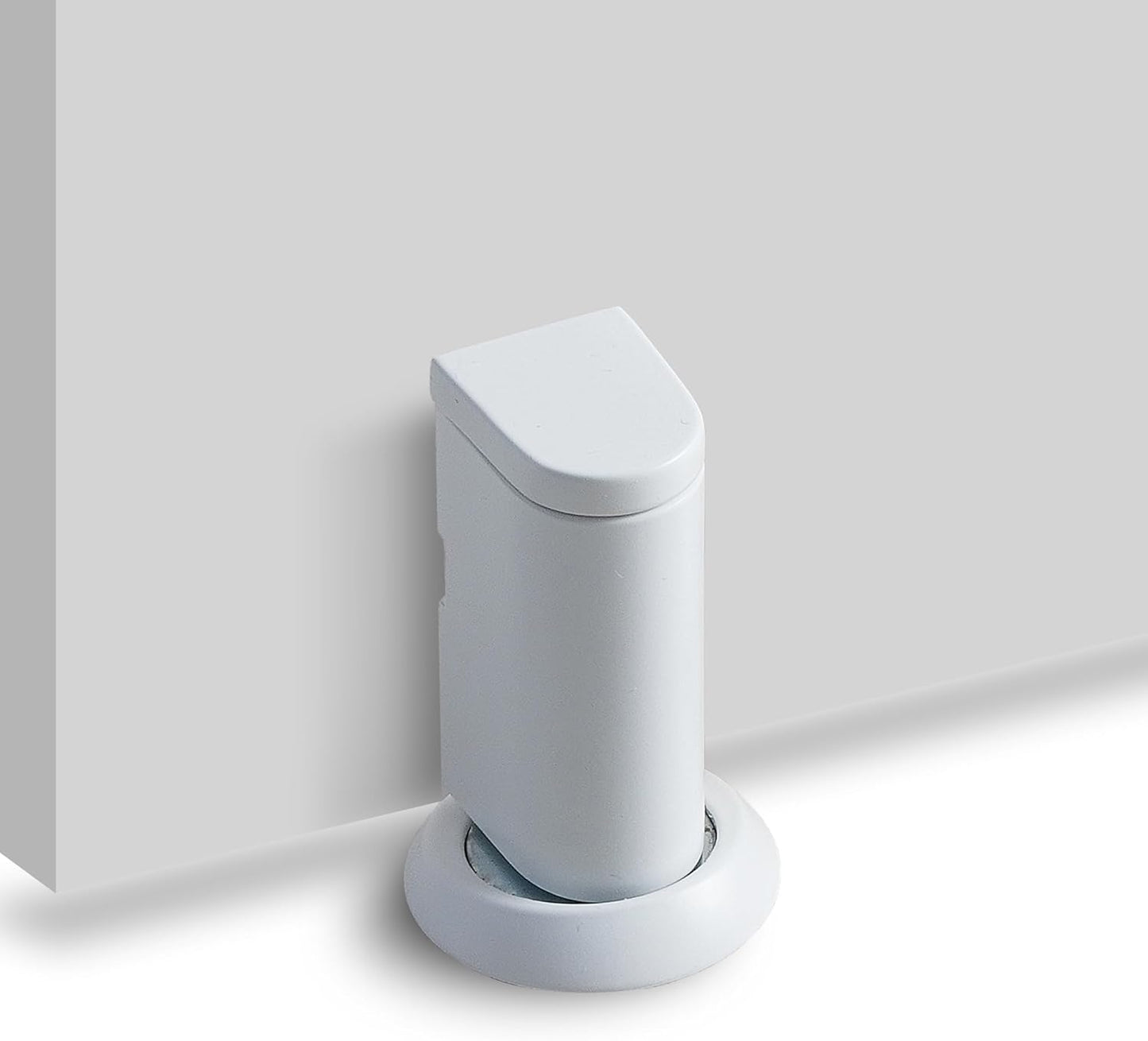 Windproof Magnetic Door Stoppers, 0-0.78" Stroke Mechanical Doorstop, No-Hole Flooring Door Suction with 3M Strong Adhesive and Screws, White, 1 Pack