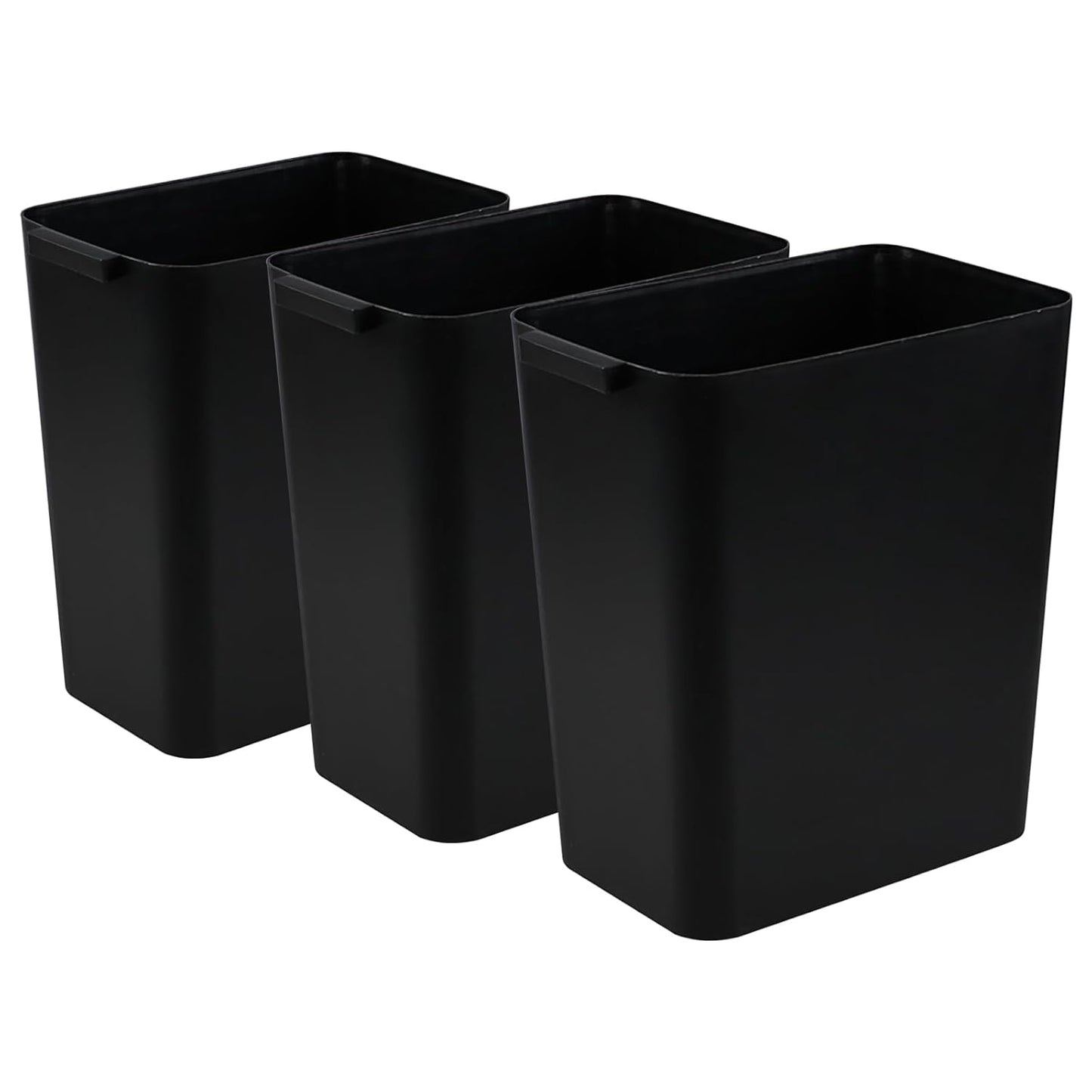 3-Pack 4.5 Gallon Plastic Small Trash Can Wastebasket, Black Garbage Container Basket