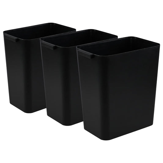 3-Pack 4.5 Gallon Plastic Small Trash Can Wastebasket, Black Garbage Container Basket