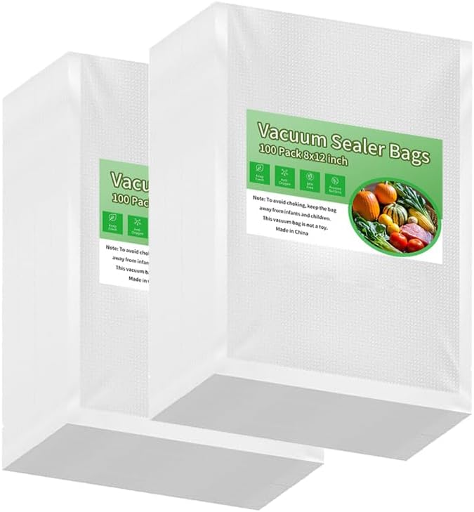 Premium Vacuum Sealer Bags 200 Quart 11" x 14", Pre-cut food saver bags, BPA Free & Heavy Duty Vacuum Freezer Bags. Commercial Grade, Sous Vide, Seal a Meal