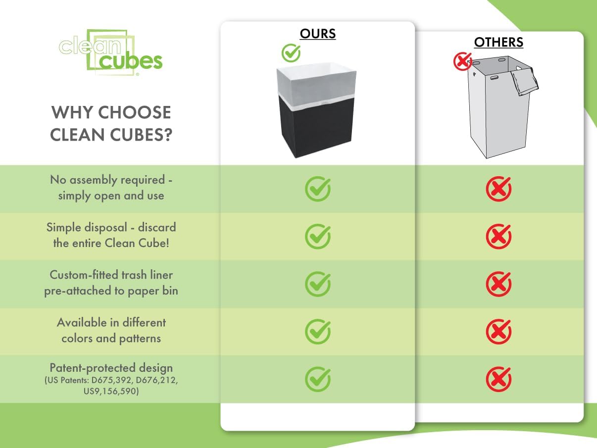 13 Gallon Disposable Trash Cans (6-Pack) with Fitted Trash Bags - Reusable Garbage and Recycling Bins for Parties, Events, and More (Black- 17" Height x 13.5" Width x 10" Depth)