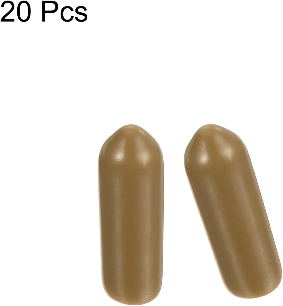 uxcell 20pcs Rubber End Caps 4mm(3/16") ID Vinyl PVC Round Tube Bolt Cap Cover Screw Thread Protectors Light Brown