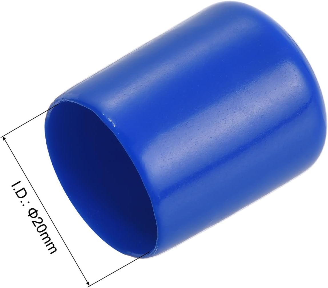 uxcell 20pcs Rubber End Caps 20mm ID Vinyl Round Tube Bolt Cap Cover Screw Thread Protectors Blue