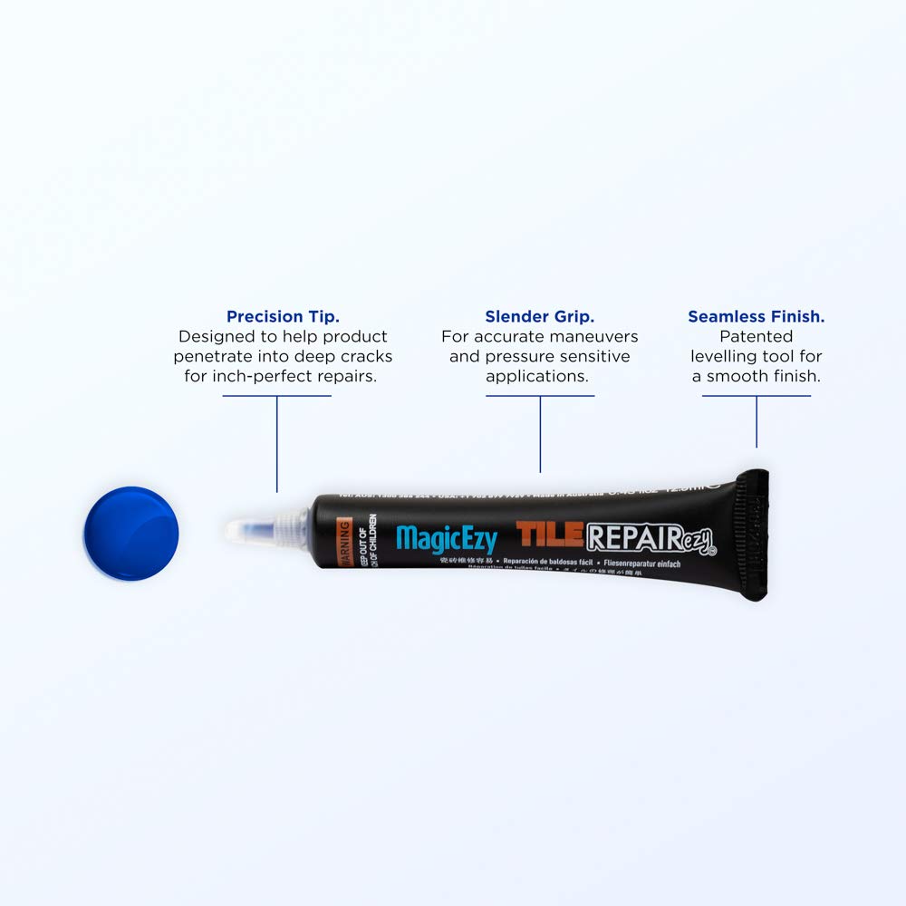 MagicEzy Tile Repair Kit: Porcelain Repair Kit - Ceramic Tile Repair Kit - Mix and Match Colors - Acrylic, Stone, Fiberglass - Wall Touch Up (Blue)
