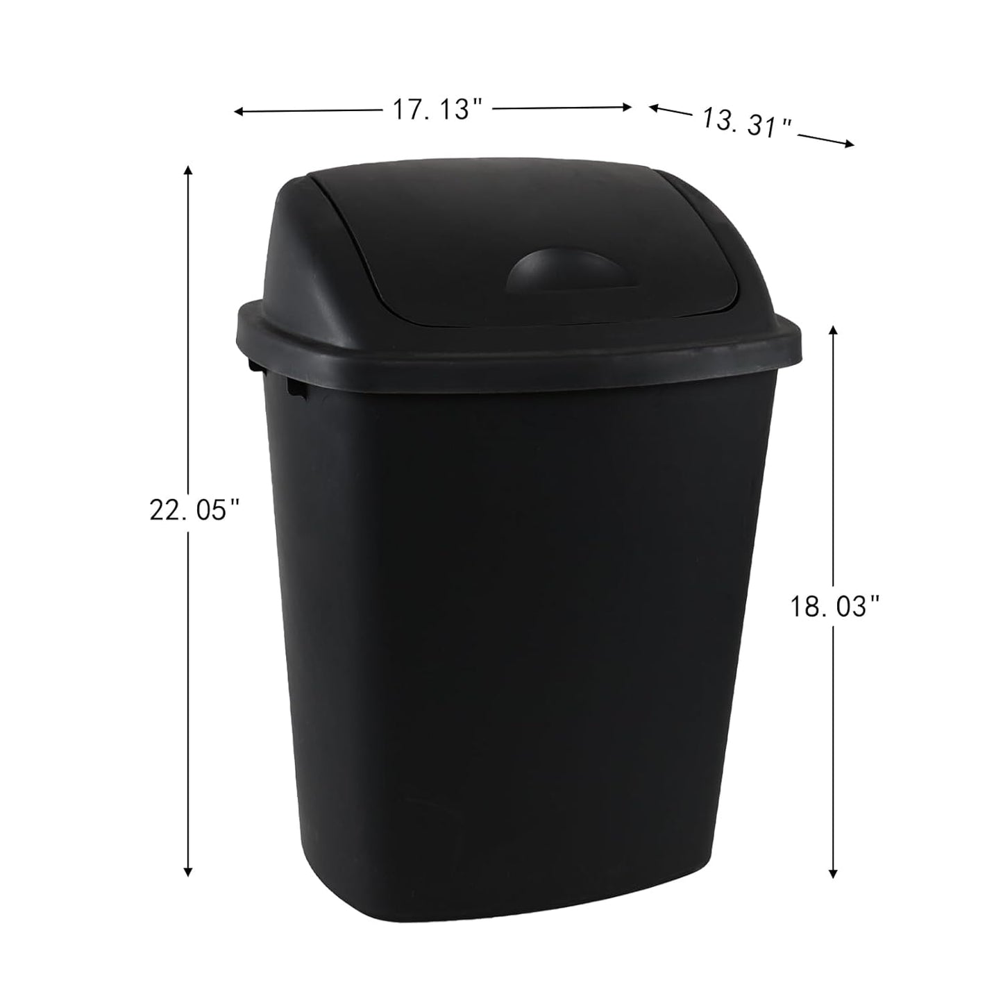 4 Packs Commercial Heavy-Duty Trash Can with Lid, Plastic Swing Top Kitchen Trash Can (11 Gallon, Black)