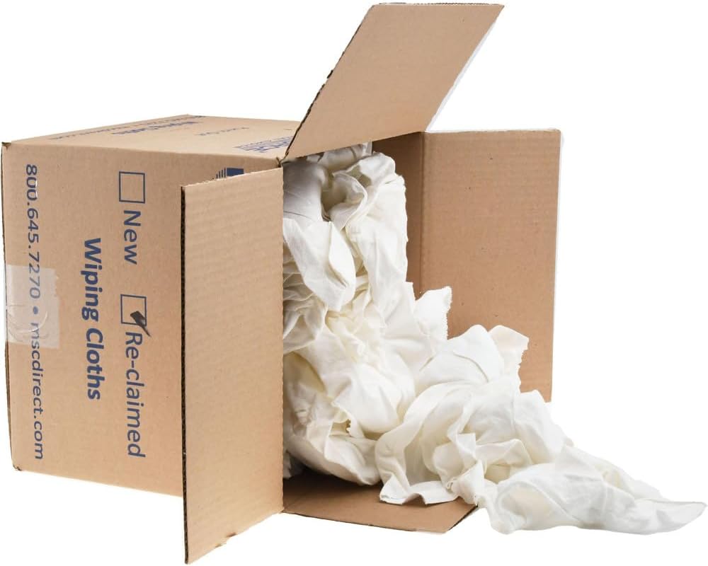 PRO SOURCE Reclaimed White Cotton T-Shirt Cloth Shop Rags, Sold by Weight (25 lb)