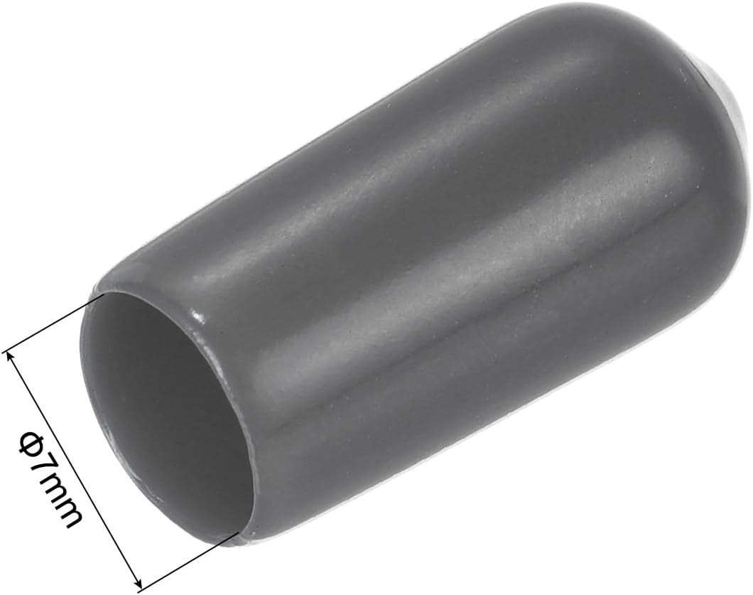 uxcell 20pcs Rubber End Caps 7mm(1/4") ID Vinyl PVC Round Tube Bolt Cap Cover Screw Thread Protectors Dark Grey