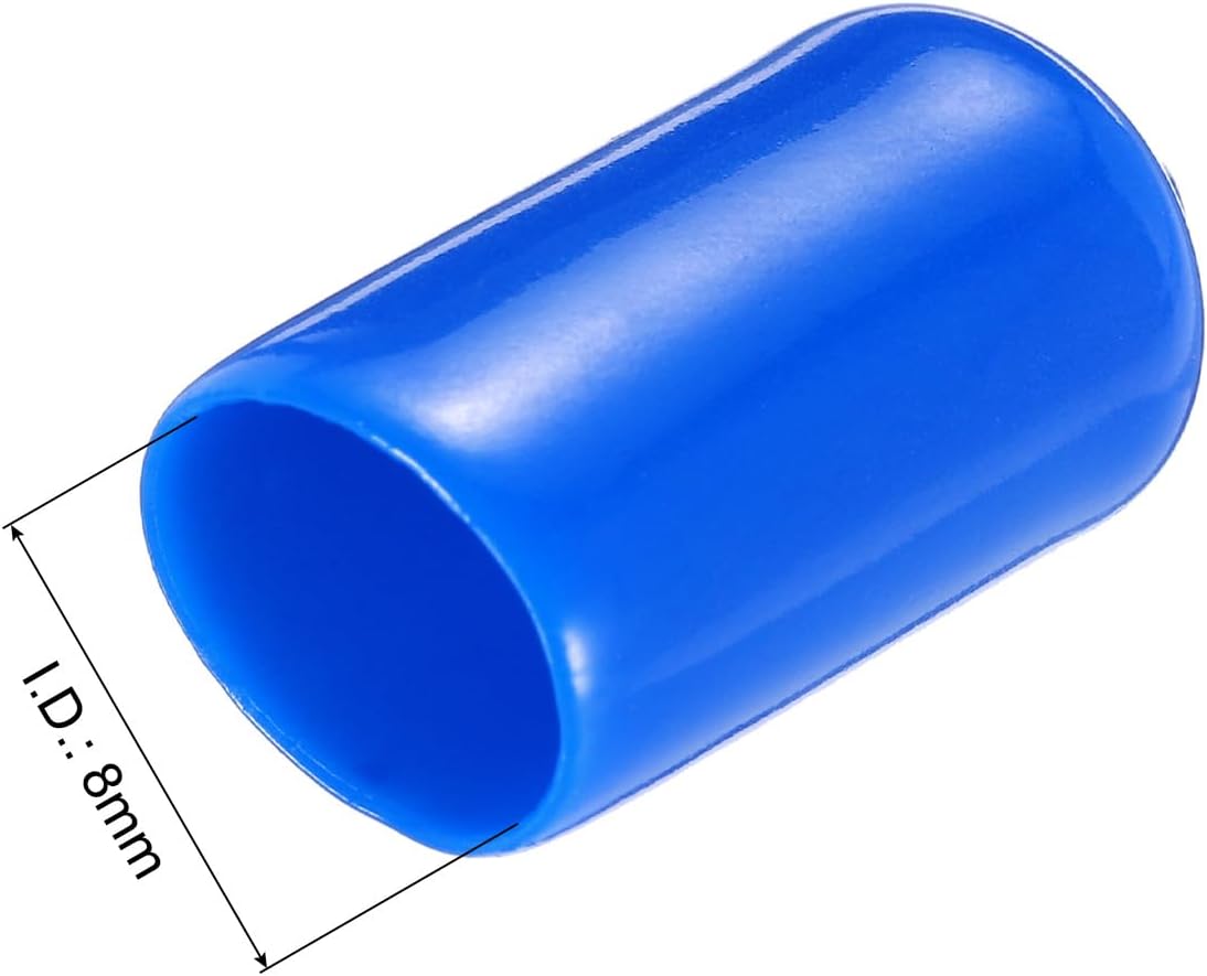 uxcell 20pcs Rubber End Caps 8mm(5/16") ID Vinyl PVC Round Tube Bolt Cap Cover Screw Thread Protectors,Blue