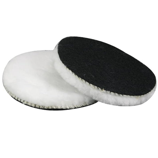 5 inches Wool Buffing Pads polishing Soft Sheepskin for Car, Furniture, Glass & More with Hook and Loop(Packs of 2)