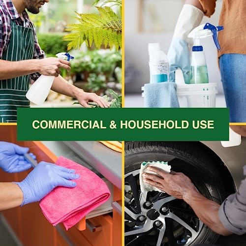 Heluva Green Heavy Duty 24oz Clear Plastic Spray Bottles for Cleaning - Large Empty Bottles for Gardening Solutions, Vinegar, Chemicals, Professional Cleaners - Adjustable Sprayer Nozzle - 4 Pack