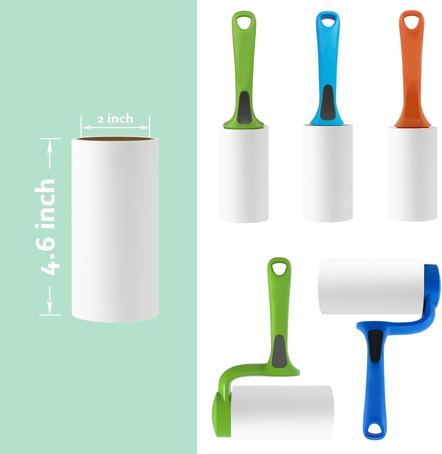 4.6 inch Lint Roller Refills Only for Evercare Giant Lint Rollers for Pet Hair Extreme Stick Refills 5 Rolls 60 Sheets per Roll Total 300 Sheets