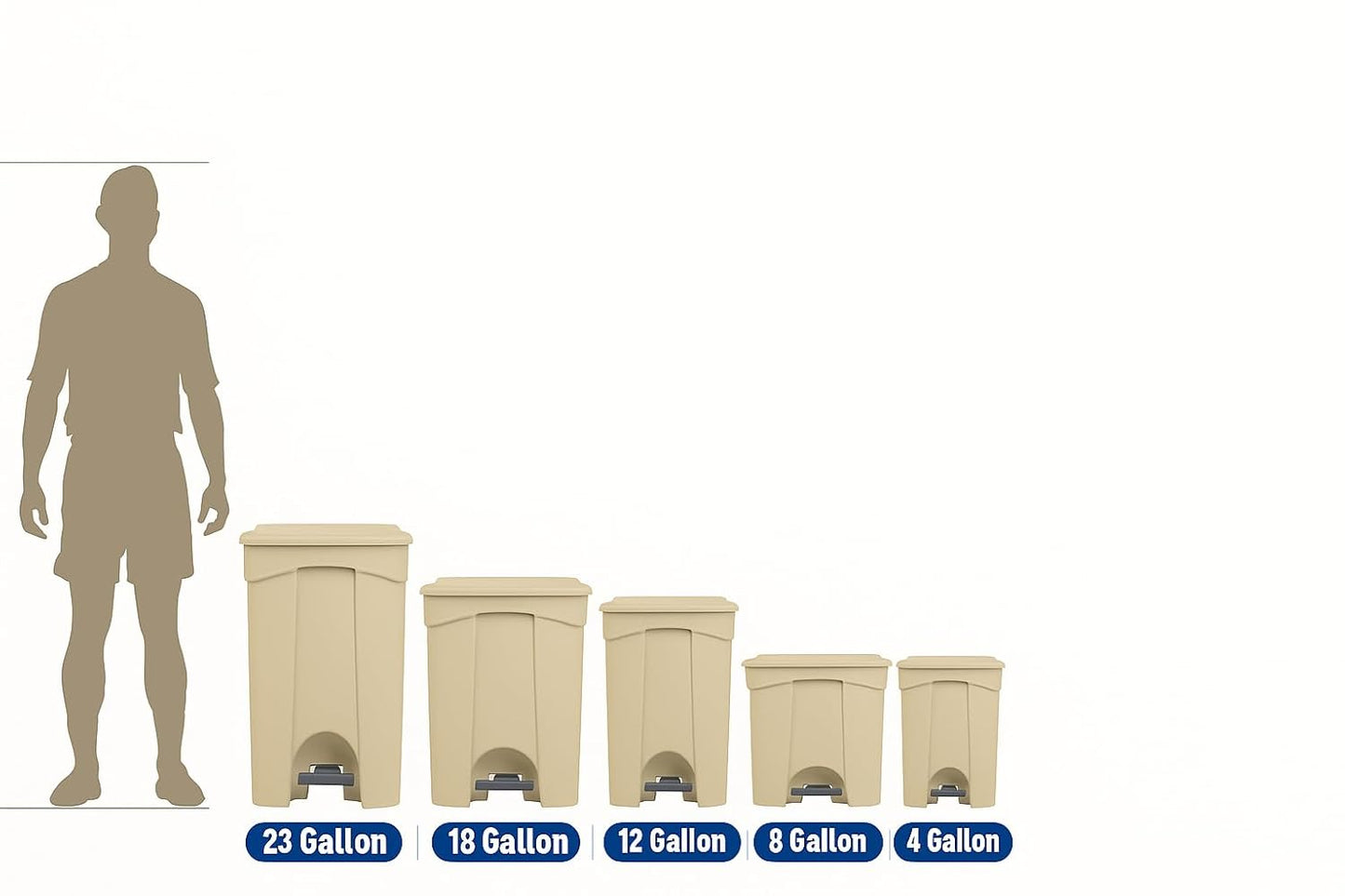 PRO&Family Step-On Trash Can with Lid, Plastic Waste Bin, Foot Pedal Operation (Yellow, 12 Gallon)