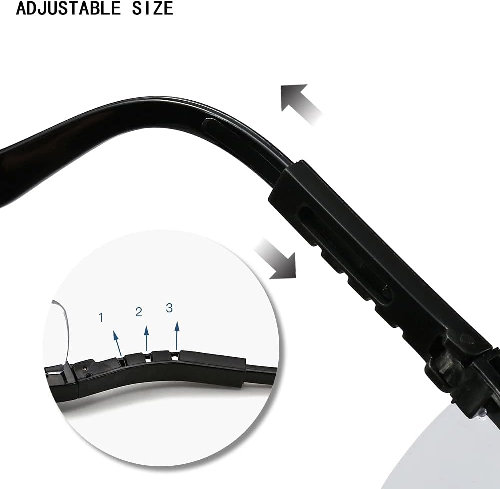 Safety Glasses, 5PCS Adjustable Wide-Vision Protective Glasses, Lightweight Fog-Proof Safety Goggles