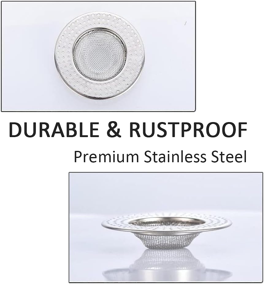 2pcs Heavy Duty Stainless Steel Slop Basket Filter Trap,3.54" Top / 1.65" Mesh Metal Sink Strainer,Perfect for Kitchen Sink/Bathroom Bathtub Wash Basin Floor Drain Balcony Drain Hole,Utility