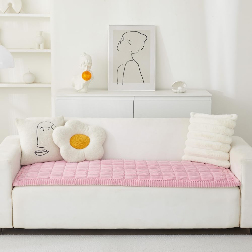 Couch Cover for Dogs Washable, Fuzzy Pet Couch Covers for 3 Cushion Sofa Pet Friendly, Non Slip Sofa Cover (Pink, 27.6" x 82.7"/70 x 210cm)