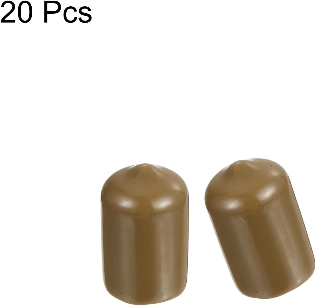 uxcell 20pcs Rubber End Caps 13.5mm ID Vinyl PVC Round Tube Bolt Cap Cover Screw Thread Protectors Light Brown