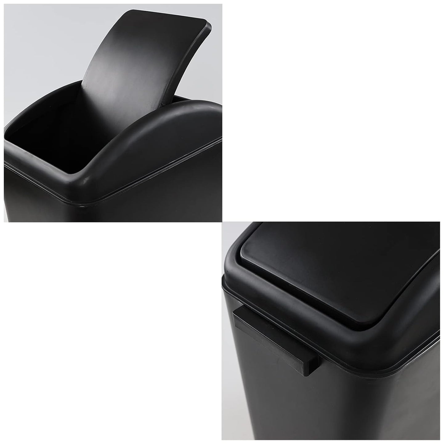 4.5 Gallon Trash Can with Swing Top Lid, Plastic Garbage Bin with Lid, Black, 3-Pack