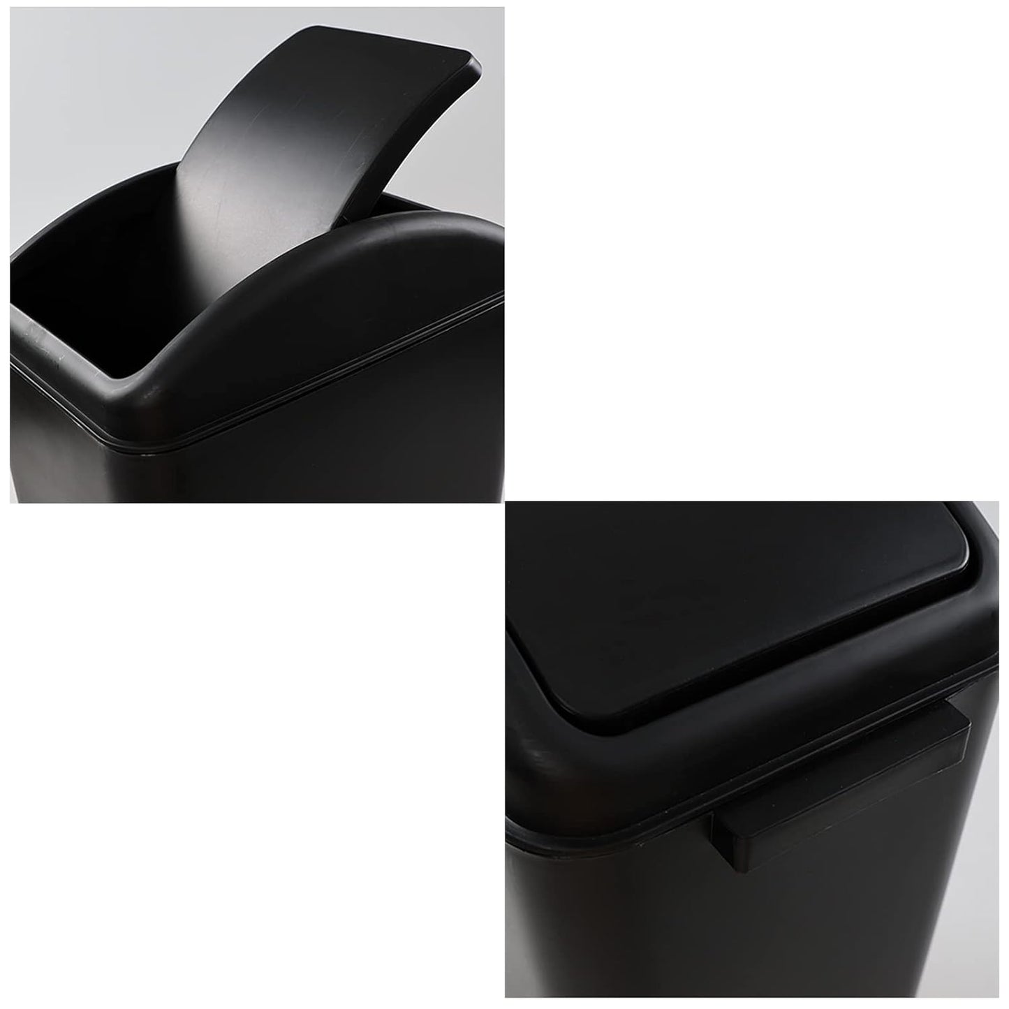 4.5 Gallon Swing Top Trash Bin, Plastic Garbage Can with Lid, Black, 3 Pack