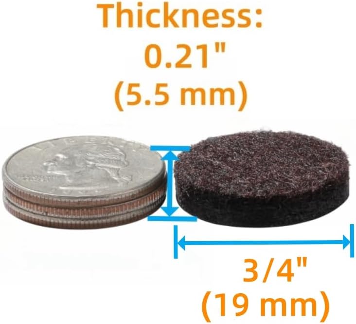 Furnigear Felt Furniture Pads for Hardwood Floors - Self Adhesive Chair Felt Pad, Floor Protector for Furniture Feet, Furniture Sliders Moving Furniture Smoothly, Anti Scratch 96 Pcs 3/4" Round Brown