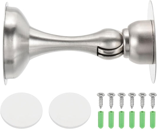 MECCANIXITY Magnetic Door Stoppers Stainless Steel Door Stops, Wall Floor Mounted Doors Holder Keep Doors Open for Home Office Closet (Silver Tone)