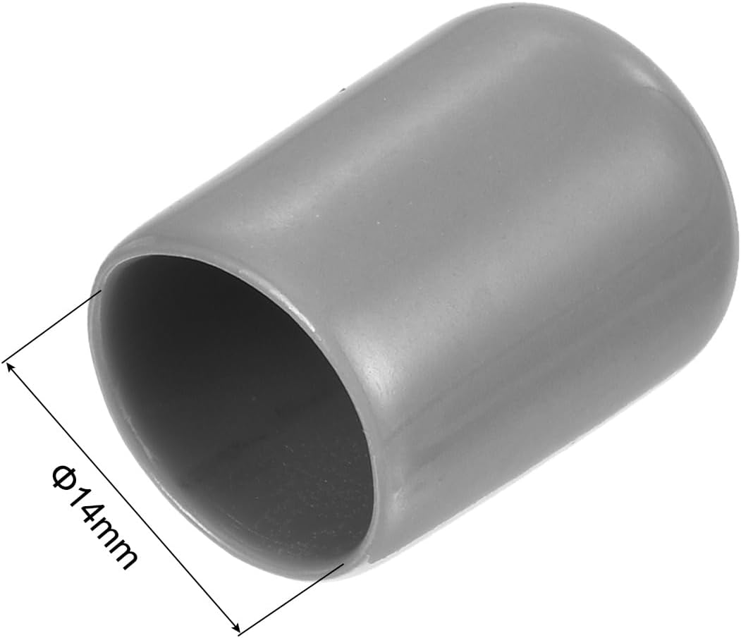 uxcell 20pcs Rubber End Caps Protective Caps 14mm ID Vinyl PVC Round Tube Bolt Cap Cover Screw Thread Protectors, Light Grey