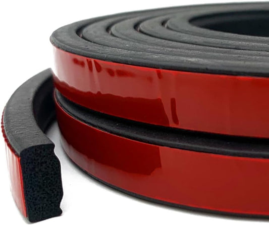Rectangle Foam Rubber Seal, Self-Adhesive EPDM Foam Rubber Weather Stripping for Boat, Auto, RV, Marine, Garage Doors/Window and More, W:0.5"; H:0.25"; L:26Feet
