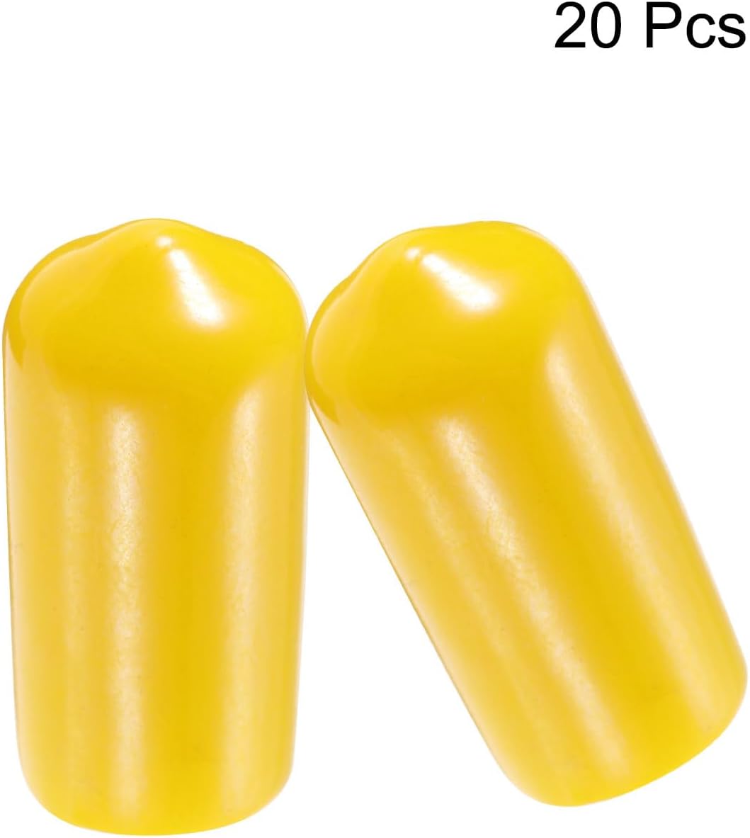 uxcell 20pcs Rubber End Caps 9.5mm(3/8") ID Vinyl PVC Round Tube Bolt Cap Cover Screw Thread Protectors Yellow