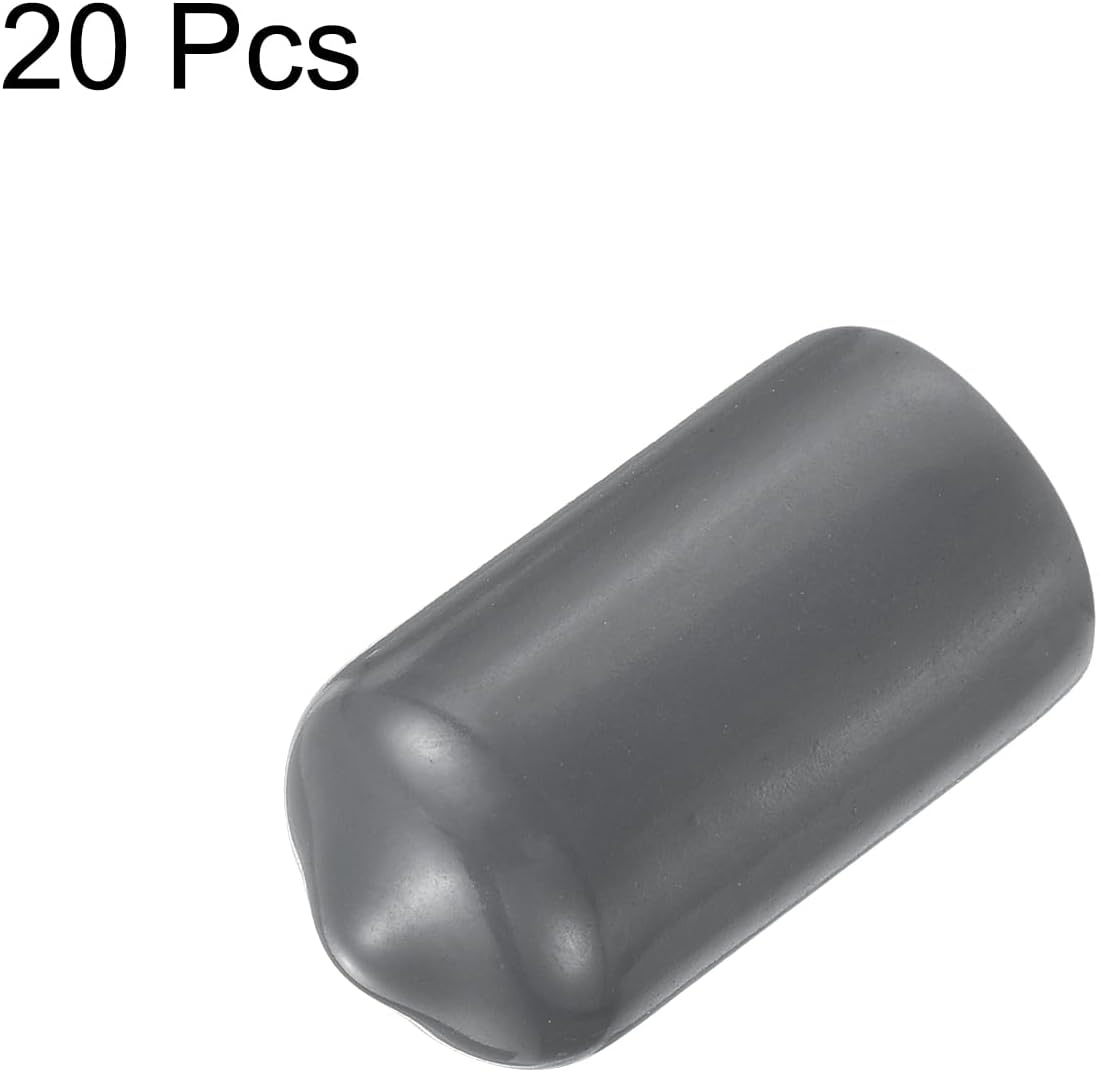 uxcell 20pcs Rubber End Caps 8.5mm ID Vinyl Round Tube Bolt Cap Cover Thread Protectors Dark Grey