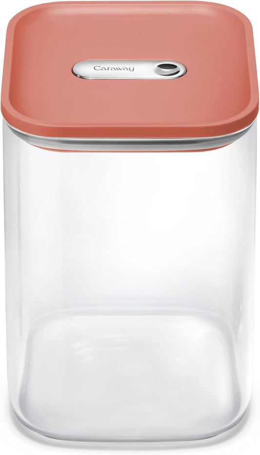 Caraway 4qt Glass Airtight Food Storage Container with Lid – Non-Toxic, BPA-Free Kitchen Storage Container – Stackable, Space-Saving Airtight Container for Dry Goods and More - Perracotta