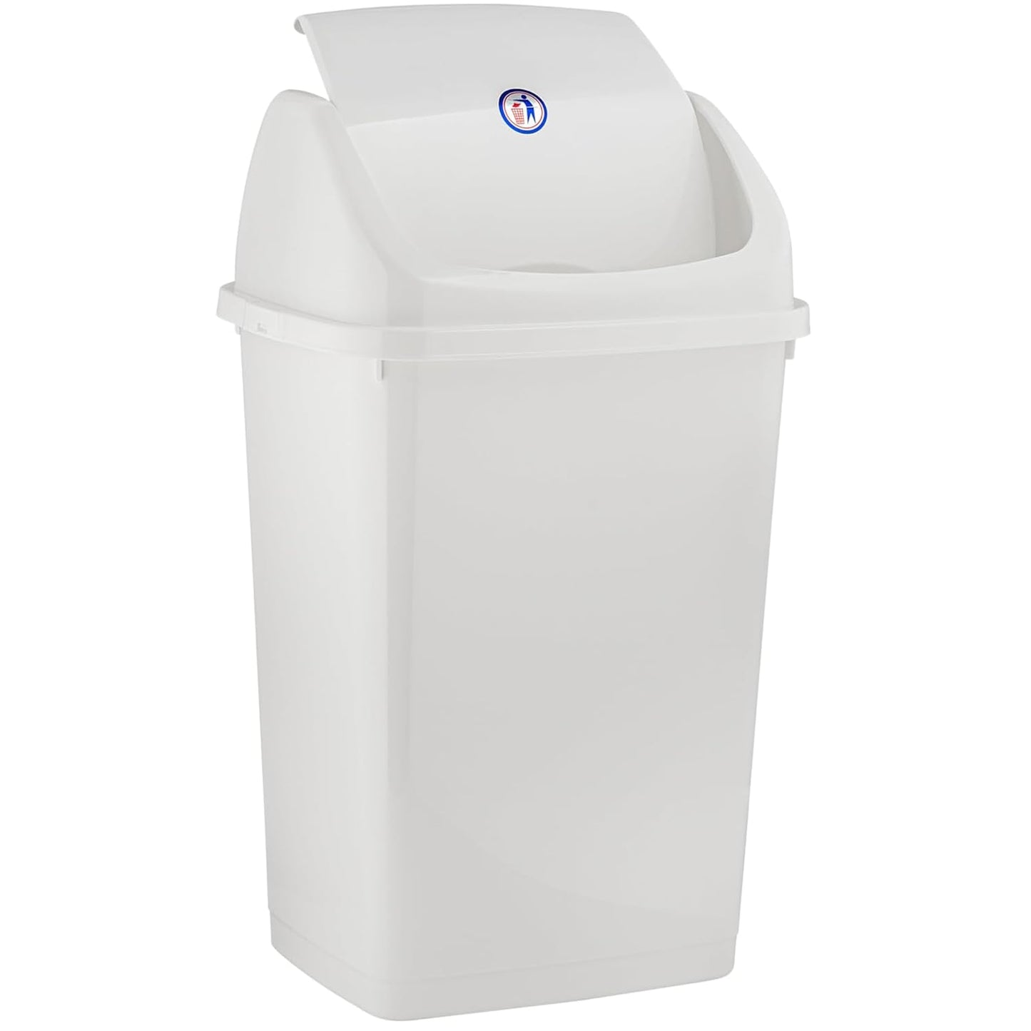 Superio Kitchen Trash Can 13 Gallon with Swing Lid, Plastic Tall Garbage Can Outdoor and Indoor, Large 52 Qt Recycle Bin and Waste Basket for Home, Office, Garage, Patio, Restaurant (White)