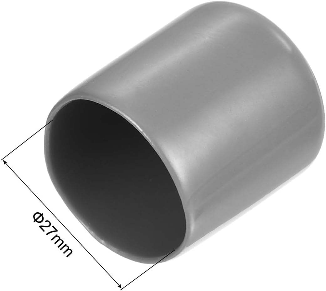 uxcell 20pcs Rubber End Caps Protective Caps 27mm ID Vinyl PVC Round Tube Bolt Cap Cover Screw Thread Protectors, Light Grey