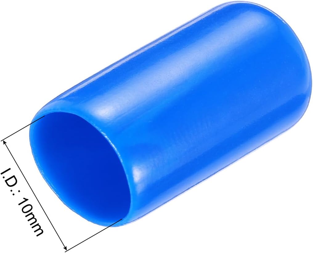 uxcell 20pcs Rubber End Caps 10mm(3/8") ID Vinyl PVC Round Tube Bolt Cap Cover Screw Thread Protectors,Blue