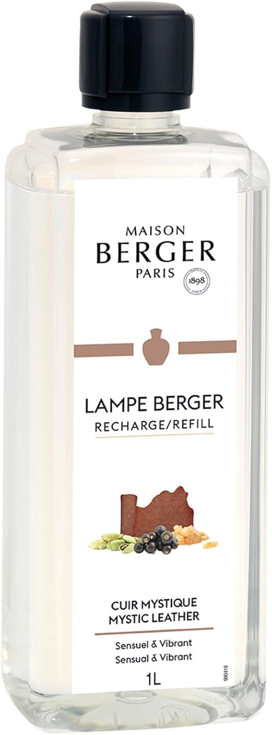 MAISON BERGER - Mystic Leather - Lampe Berger Fragrance Refill for Home Fragrance Oil Diffuser - Air Freshener - 33.8 Fluid Ounces - 1 Liter