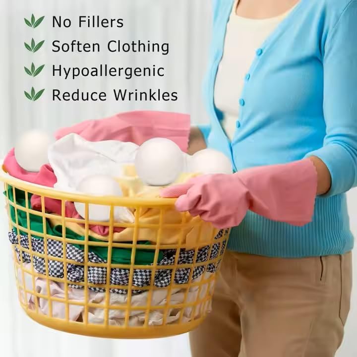 Organic Wool Dryer Balls: Eco-Friendly & Chemical-Free | Our Anti-Entanglement Reusable Balls Eliminate Wrinkle Static | 6-Pack XL Dryer Balls for Laundry is Made with New Zealand Wool (MER-White)