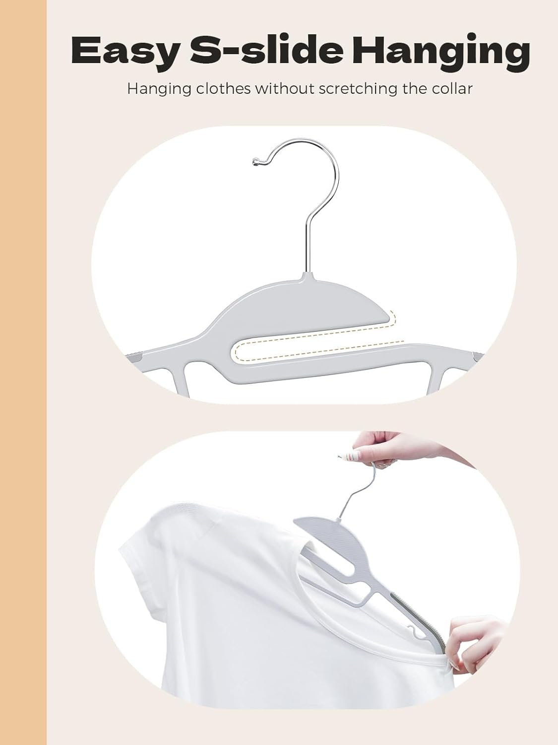 HOUSE DAY Grey Plastic Hangers 30 Pack, Slim Space Saving, Non Slip Clothes Hangers with Rubber Pads, Sturdy Heavy Duty Coat Hanger for Closet, S-Shaped Hanger for Shirt, Suit, Pant, Skirt