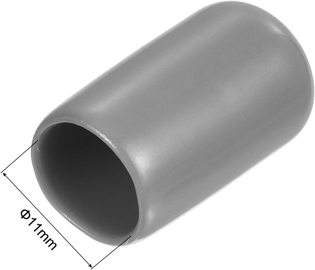 uxcell 20pcs Rubber End Caps Protective Caps 11mm ID Vinyl PVC Round Tube Bolt Cap Cover Screw Thread Protectors, Light Grey