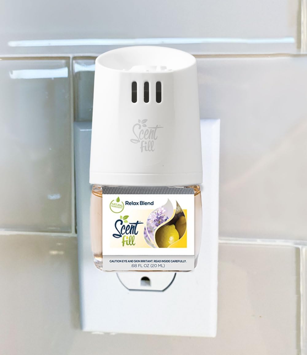 Scent Fill Relax Blend Plug in Air Freshener, Scented Oil Refills, 2 Refills + Diffuser