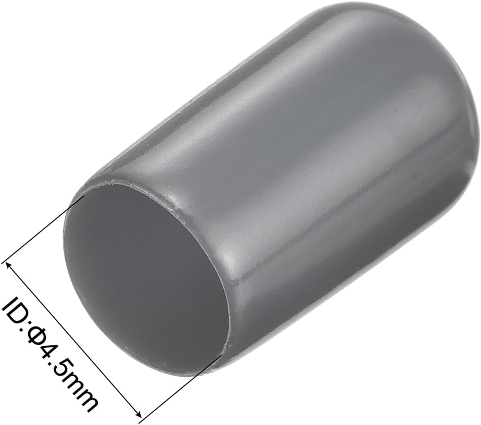 uxcell 20pcs Rubber End Caps 4.5mm ID Vinyl Round Tube Bolt Cap Cover Thread Protectors Dark Grey