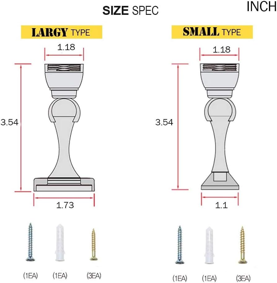 Magnetic Door Stop, Magnetic Door Catch, Door Holder, Door Stops, Wall Mounted, Floor Mounted, Door Banging Prevention (Black, Small x 2pack)