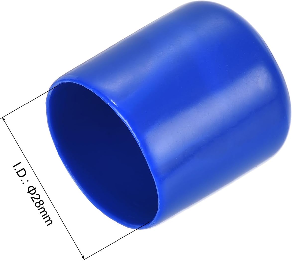 uxcell 20pcs Rubber End Caps 28mm ID Vinyl Round Tube Bolt Cap Cover Screw Thread Protectors Blue