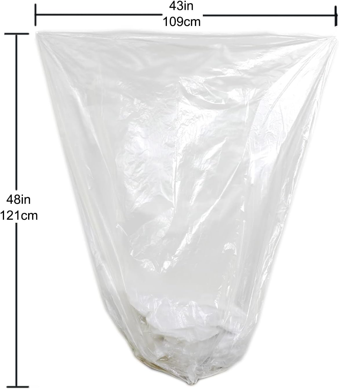 TYPLASTICS 45-48 Gallon Clear Trash Can Liners - 43" x 48" - High Density Garbage Bags - 200 Pack - Multipurpose for Office, Yard, Recycling, Industrial and Commercial