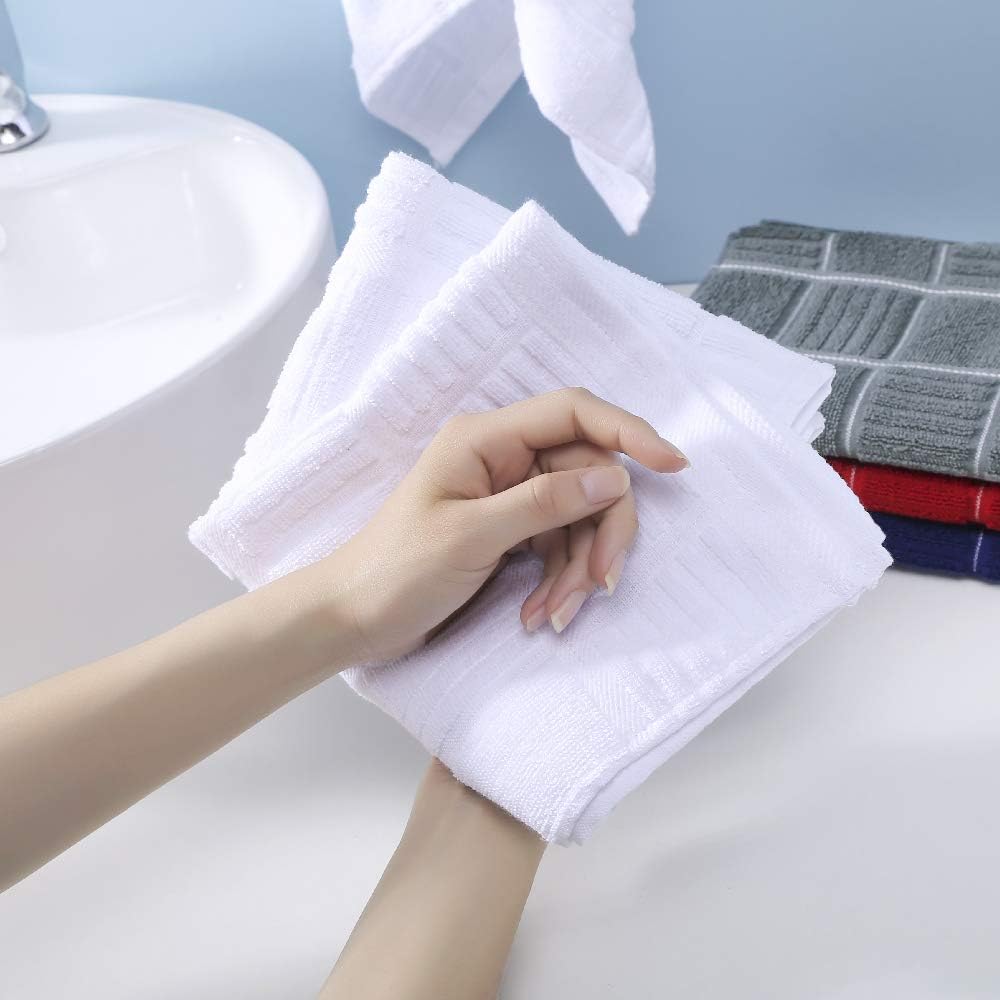 Anyi 100% Cotton Kitchen Towels, Absorbent Dish Towels with Hanging Loop, Soft Kitchen Hand Towels for Washing Drying Dishes(16x26, Set of 3, Navy)