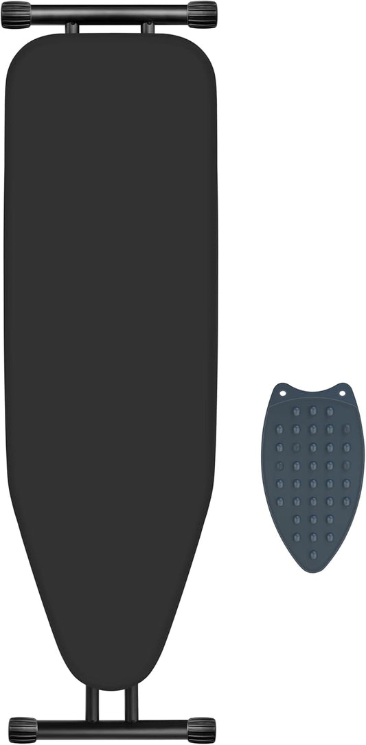 Ironing Board, Compact and Space Saver,Size 13 x 43, Metal Construction Ironing Board with Extra Thick Heavy Duty Padded, Stable Structure,Skid Feet, Heavy Duty Steel Legs,Black