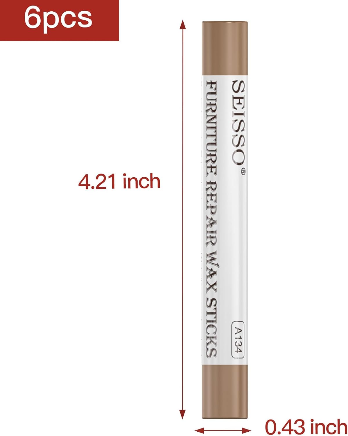 SEISSO Wood Filler Sticks- 6 Pcs, Furniture Repair Wax Crayons, Furniture Marking Repair - Scratch, Cracks, Hole, Table, Wood Floor, Guitar - Maple