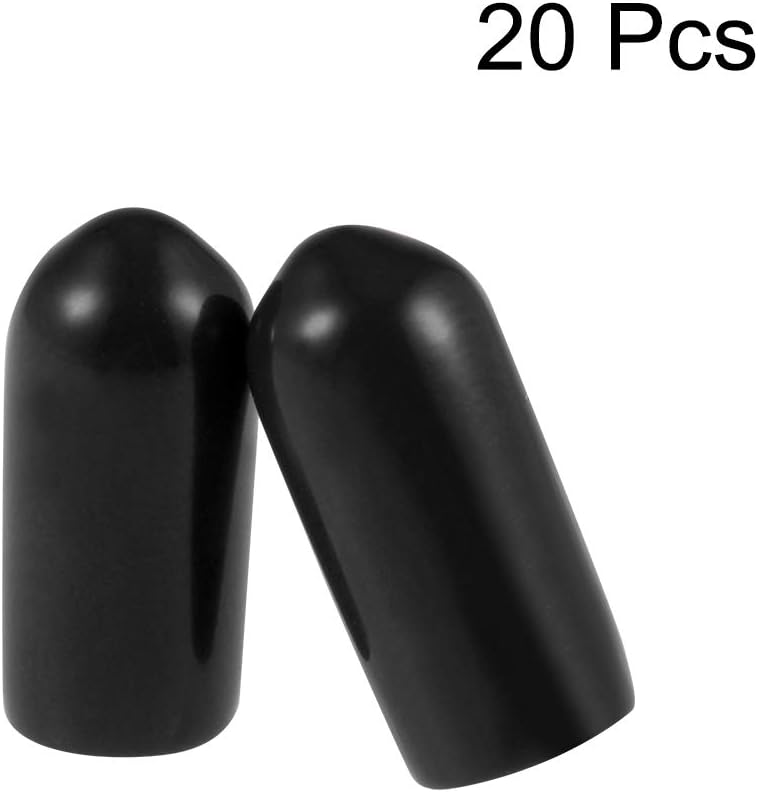 uxcell 20pcs Rubber End Caps 5mm ID Vinyl Round Tube Bolt Cap Cover Thread Protectors Black